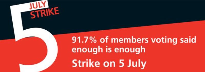 Banner: Teachers Strike on 5th July 2016